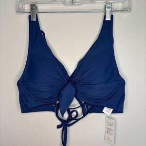 CUPSHE NEW Bikini Top Womens 0X Tie Front String Back Underwire